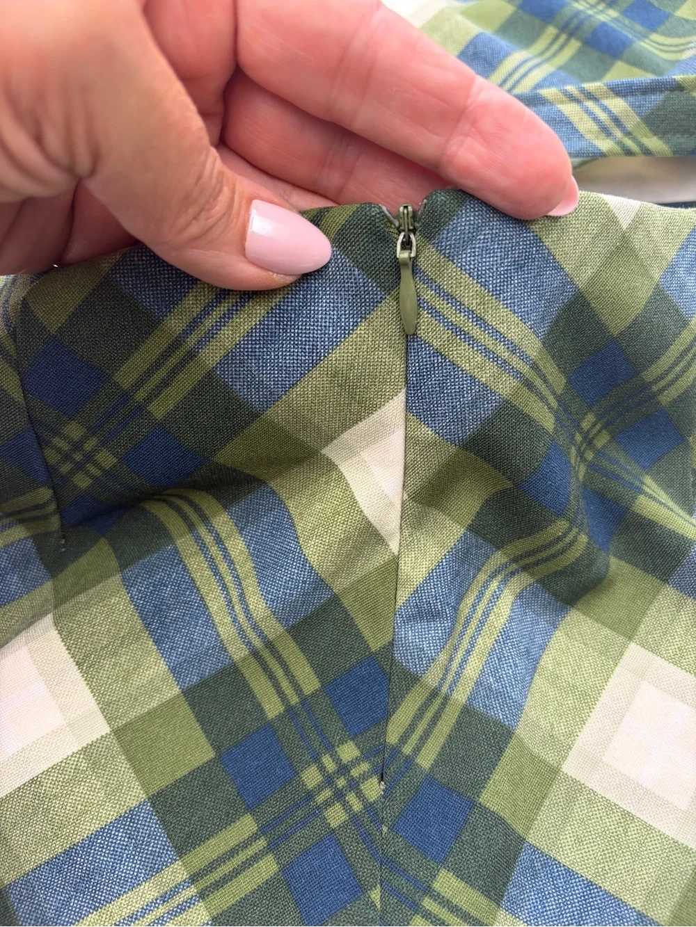 WeWoreWhat wrap top and mini skirt set in vintage plaid green small GUC